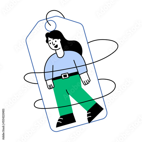 A flat style illustration showing a buyer character 
