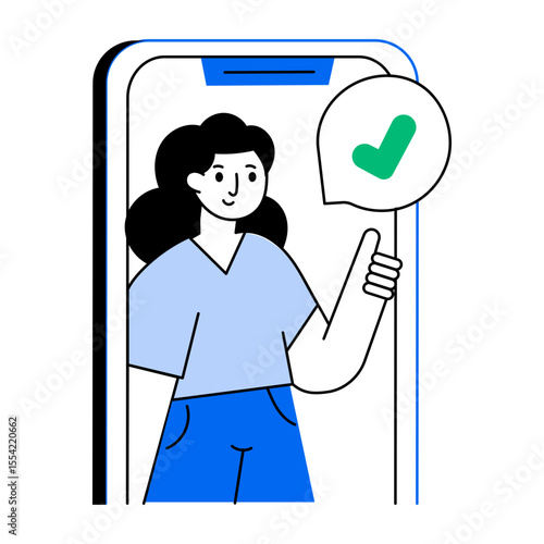 Flat illustration showing user receiving order confirmation message
