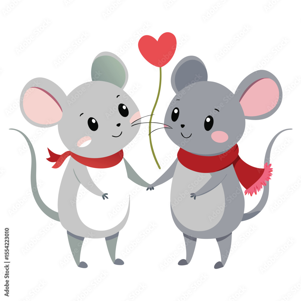 Naklejka premium mouse and heart