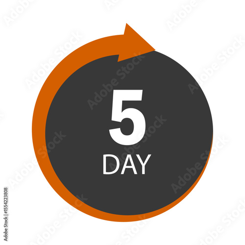 Circular arrow graphic indicating five-day timeframe or countdown