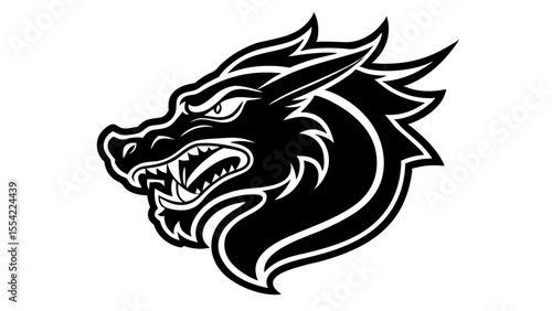 Wallpaper Mural Fierce Dragon Head Logo Design in a Tribal Style graphic of a dragon's head, tattoo vector art design Torontodigital.ca