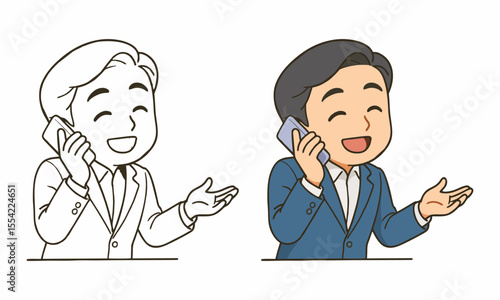 man talking on mobile phone coloring page for kids