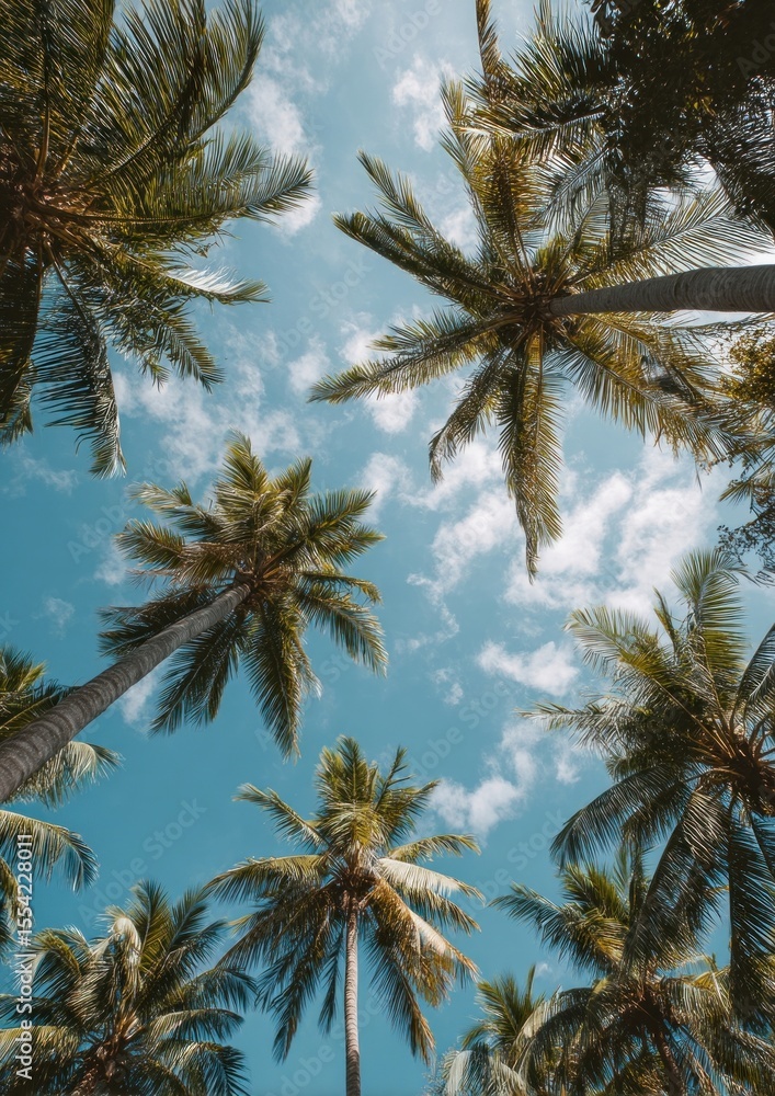 Obraz premium Coconut palm trees sky outdoors tropical.
