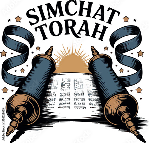 Simchat Torah T-shirt design, Shalom Sea Hand Lettering Illustration for Flyer, T-Shirt Design, Mug Design, Packaging