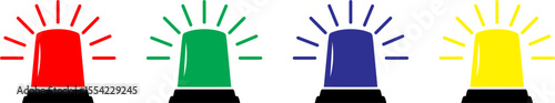 Alarm siren icon. Flashlight, warning alarm light and siren light. Vector illustration.