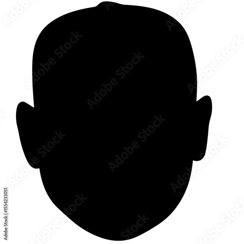Silhouette of drooping face on white background, emotional expression