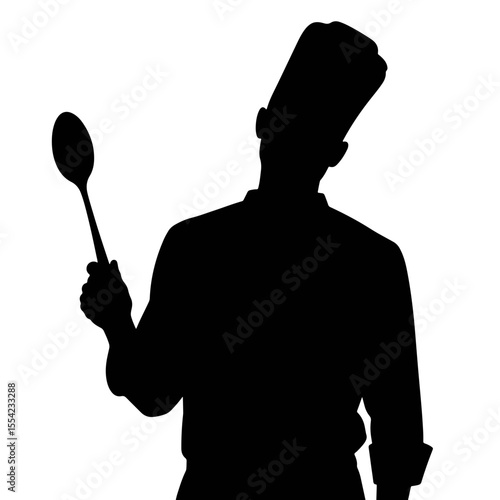 Chef silhouette holding a spoon, culinary artistry inspiration