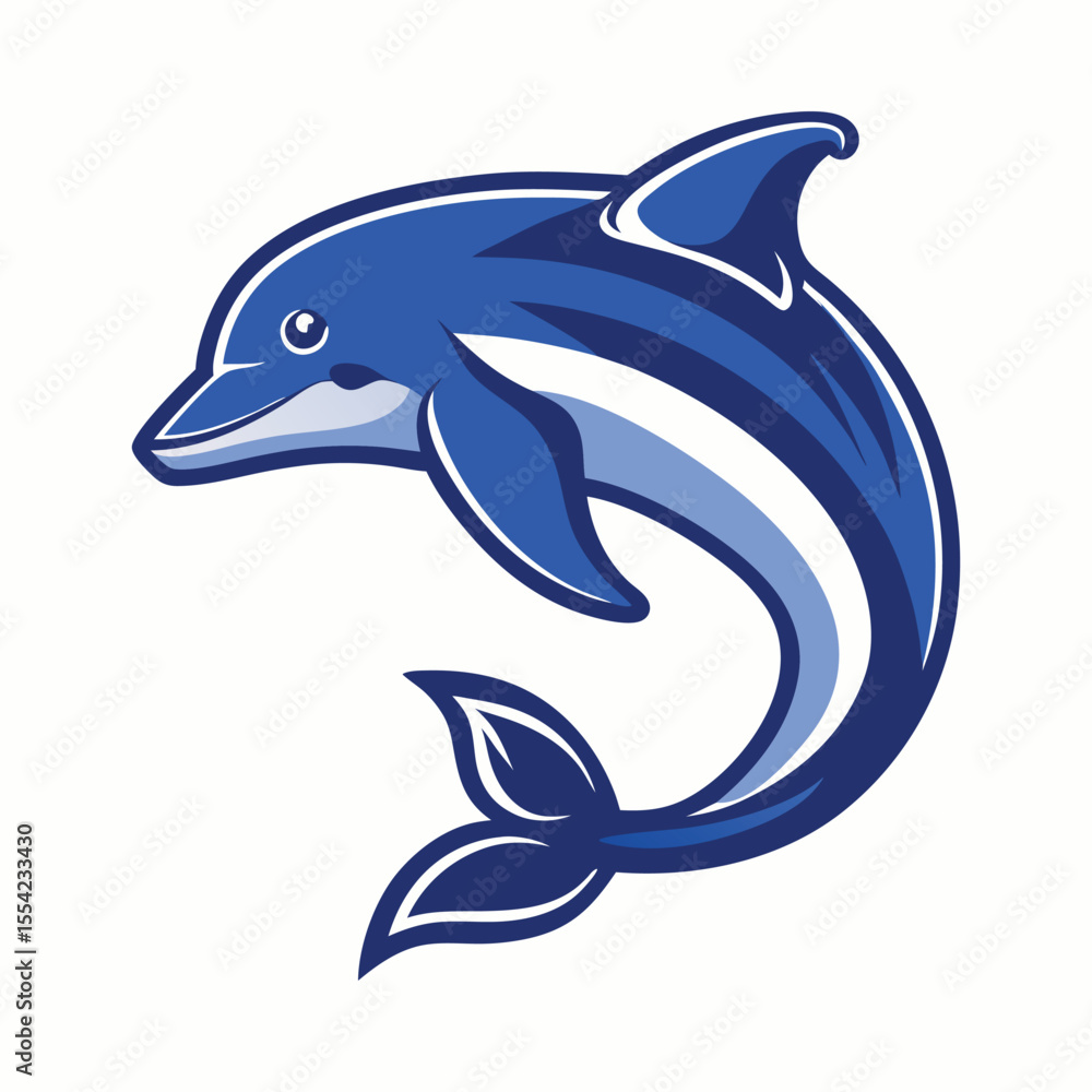 Fototapeta premium A vibrant vector illustration of a playful dolphin, an aquatic mammal, isolated on a clean white background