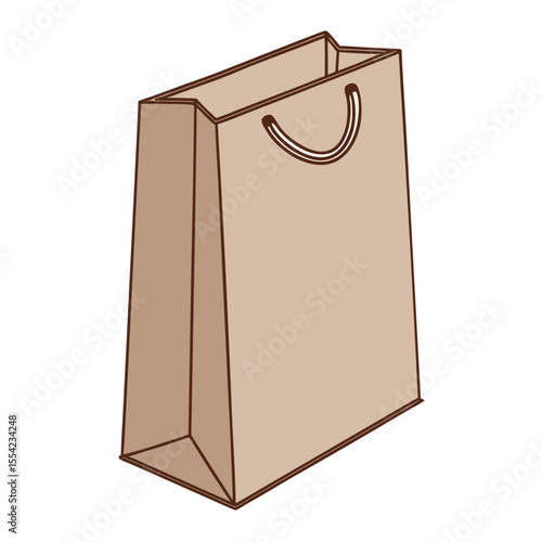 Brown paper shopping bag simple vector illustration