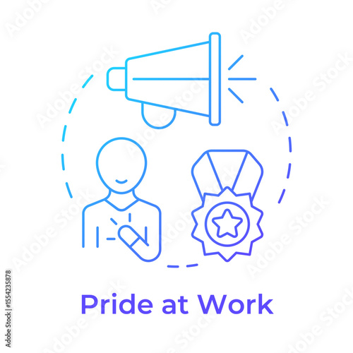 Pride at work blue gradient concept icon. Achievement, promoting. Workplace culture, employee. Round shape line illustration. Abstract idea. Graphic design. Easy to use in article, blog post