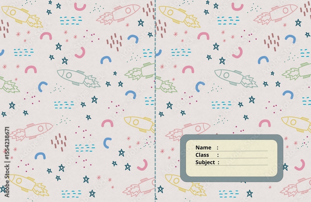 Naklejka premium Book cover space pattern
