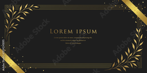 Elegant Black and Gold Botanical Frame Background