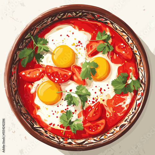 Shakshuka with Poached Eggs in Spiced Tomato Sauce