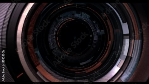 Isolated close-up of a black digital SLR camera lens, showcasing its professional optical glass and advanced zoom technology for high-quality macro photography 4k slow motion animation video