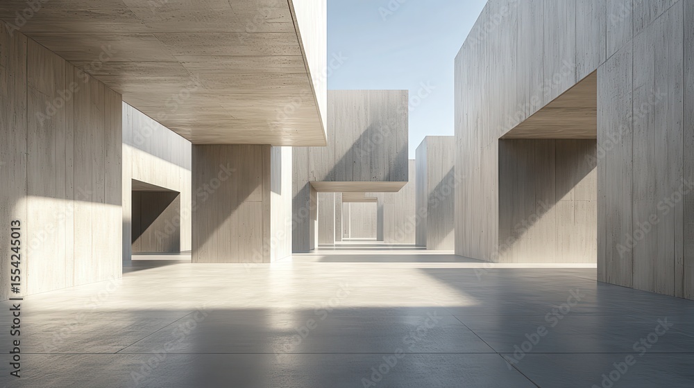 Fototapeta premium Open-plan modern architecture with light-filled interior spaces.