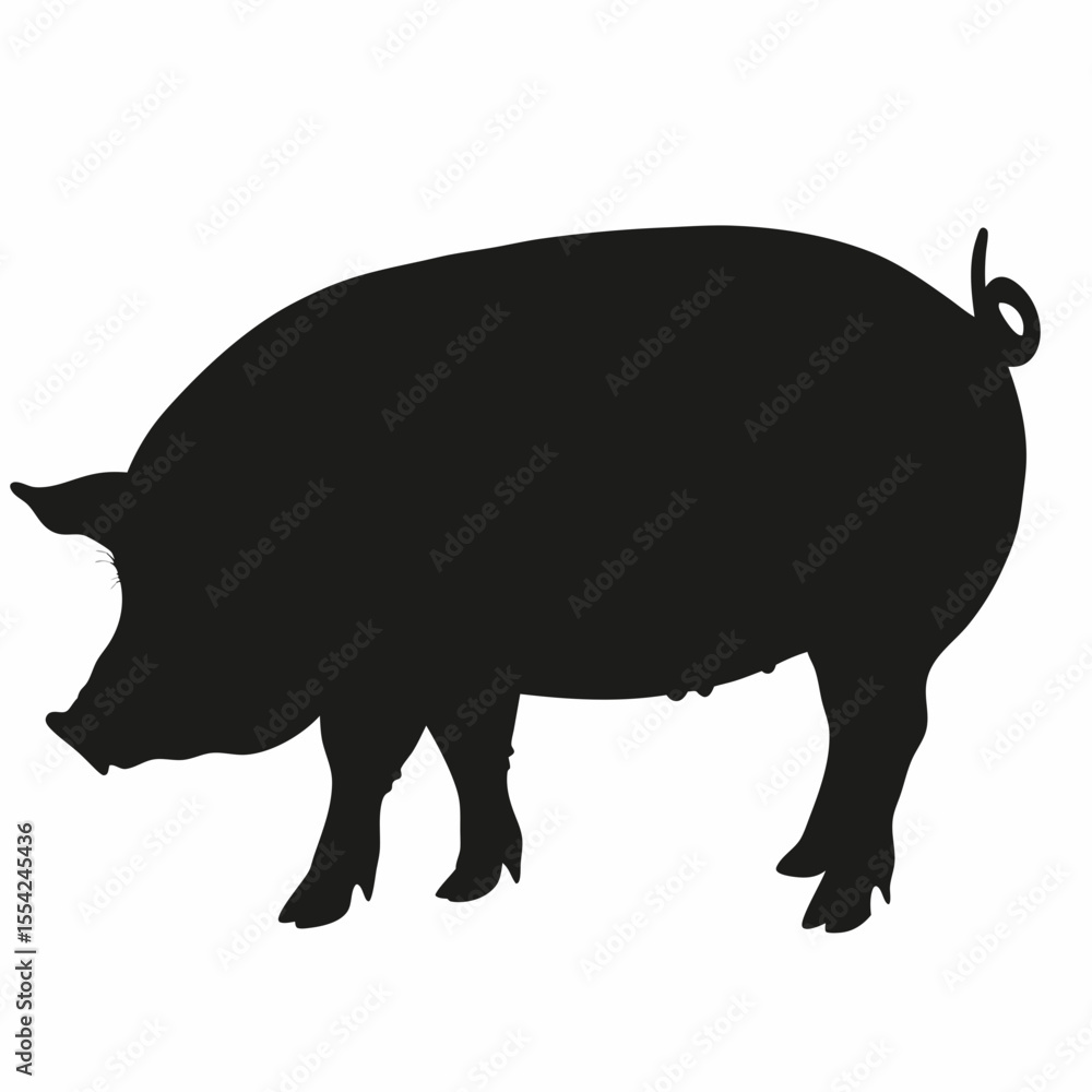 A black silhouette of a pig A black silhouette of a pig