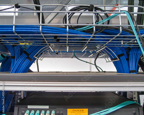 Copper cable infrastructure mounted on the metal wired trays