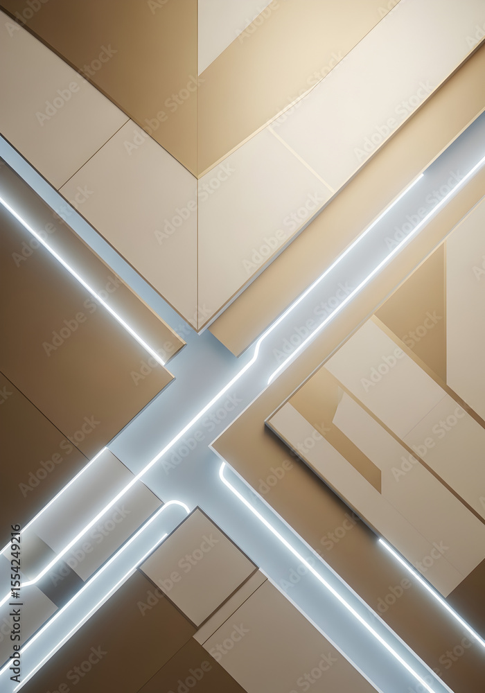 Obraz premium Geometric Abstract Pattern with Diagonal Lines and Illuminated Elements