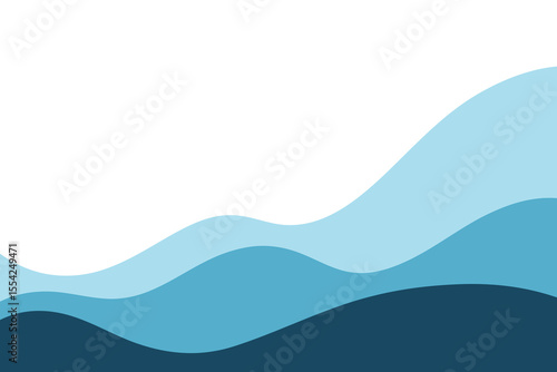 Abstract blue sea waves, background illustration, vector, wavy page divider for title, text. Modern minimalistic graphic sea background of ocean Water Shape with space for Text, flat design