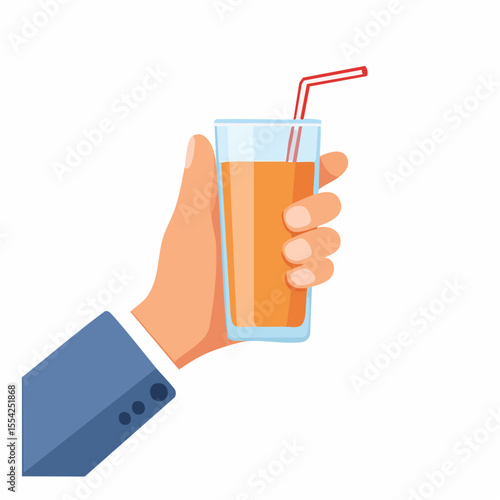Minimalist Vector Illustration Hand Holding a Refreshing Drink