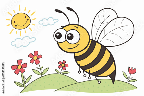 Cartoon bee illustration for children products