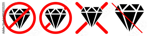 No diamond sign vector, a clear symbol for prohibited valuables or restricted high-value items. Ideal for security warnings, theft prevention, or exclusive area regulations.