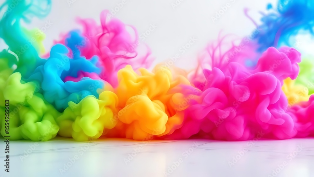 Fototapeta premium Vibrant swirling neon colored smoke formations abstract