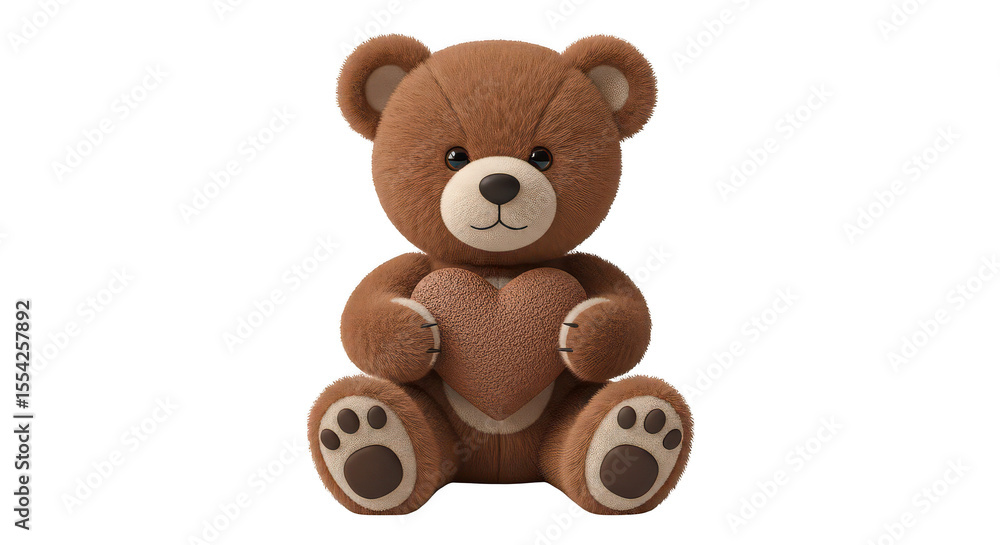 Fototapeta premium Cute Teddy Bear Holding Heart 3d Render