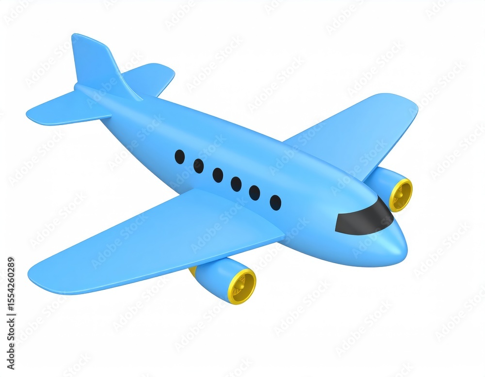 Fototapeta premium Playful Blue Airplane: A Cartoonish 3D Render