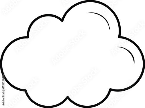 Black Line Cloud Vector with Soft Contours