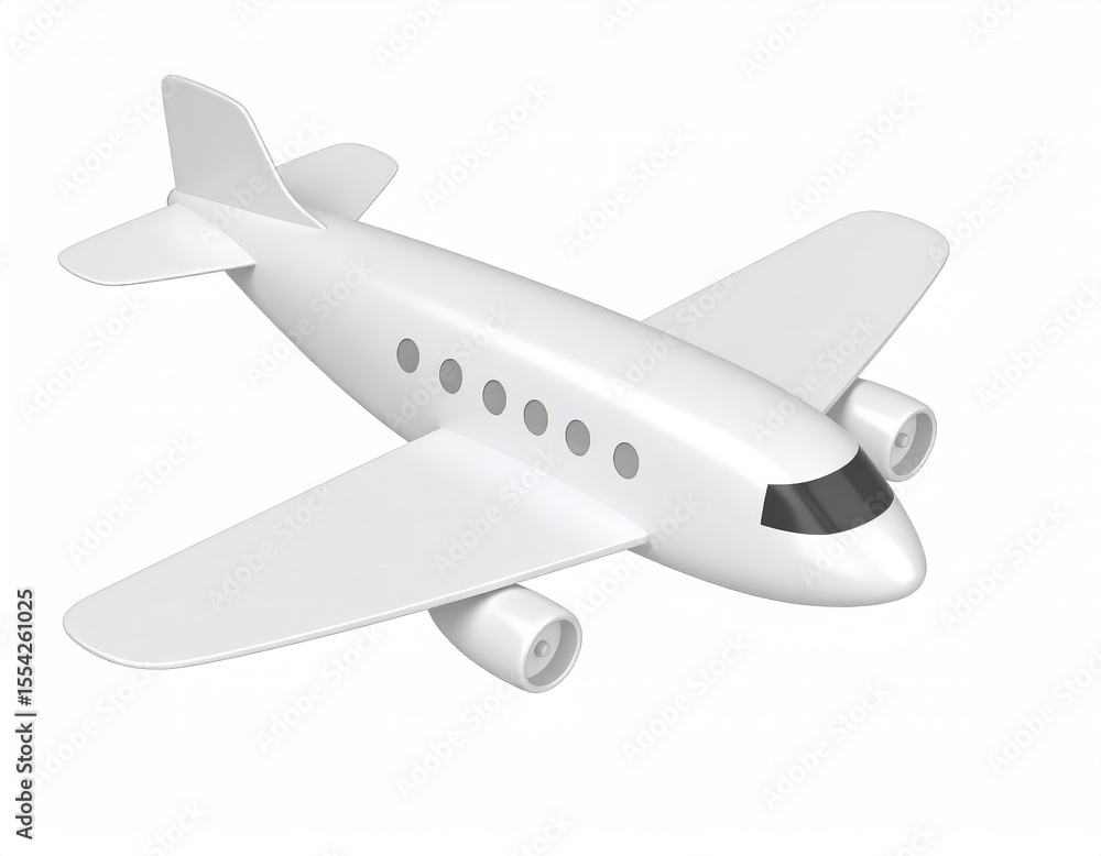 Fototapeta premium Simple White Airplane: A Minimalist 3D Render