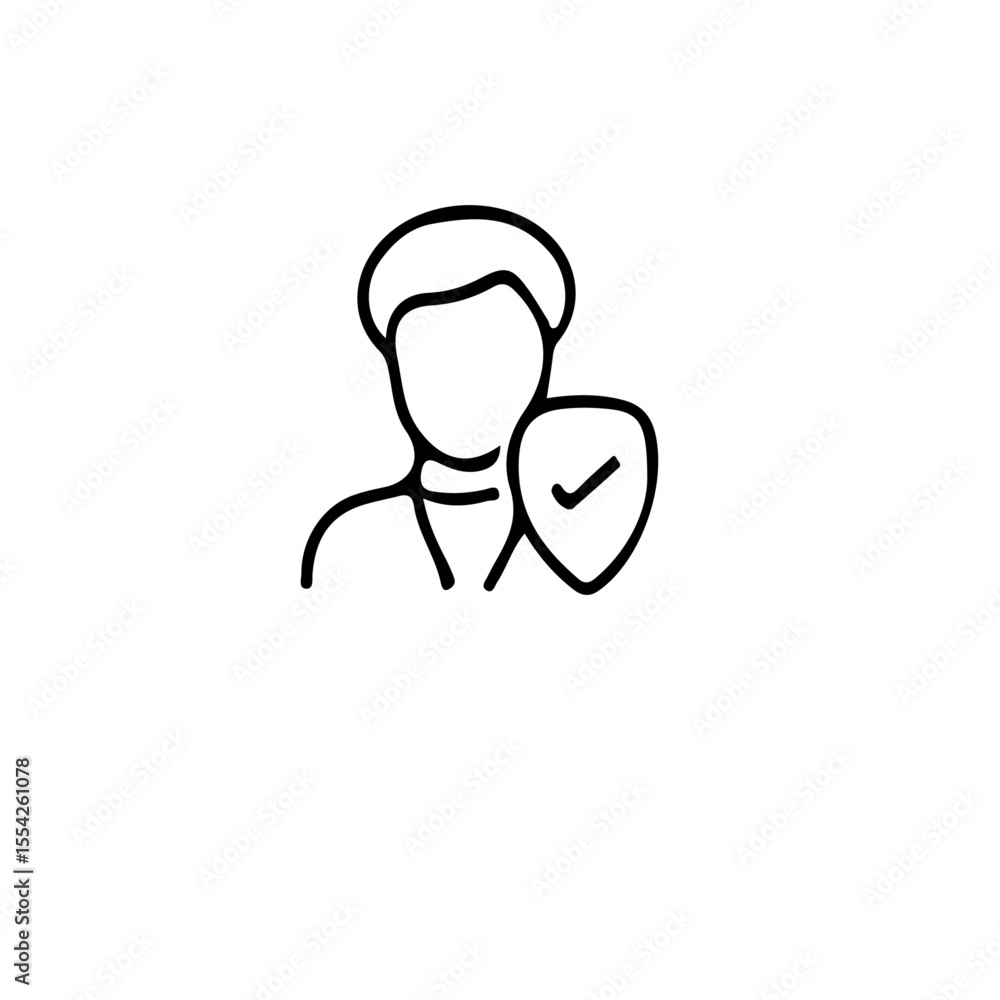 Person icon with checkmark symbol representing verification Person icon with checkmark symbol representing verification