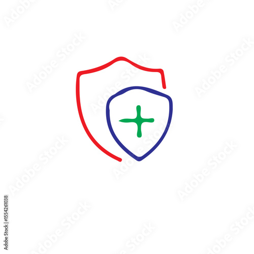Free Download Two shields one red one blue with green plus sign in center - GFXLoad