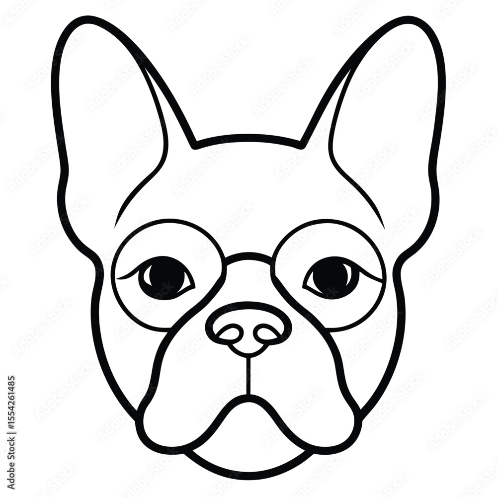 Obraz premium Minimalist outline of a french bulldog wearing round glasses