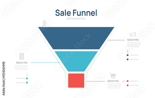funnel Sales Infographic diagram template for business. Modern Timeline 3 steps Tunnel, presentation vector infographics.