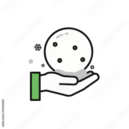 Hand holding snowball, concept of winter. 