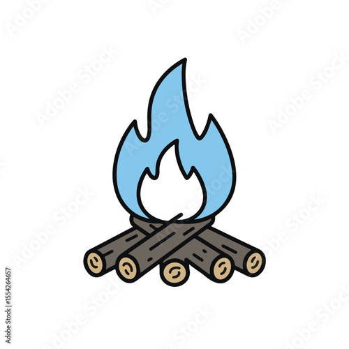 Cozy campfire burning bright, perfect for camping.