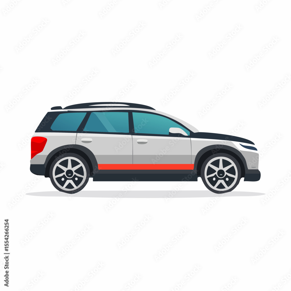 Fototapeta premium Sleek SUV on the Road: A modern, side-view perspective showcases a stylish SUV, embodying the spirit of travel and exploration on the open road.
