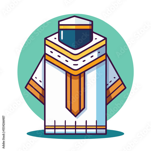 Stylized illustration of traditional islamic thobe and kufi