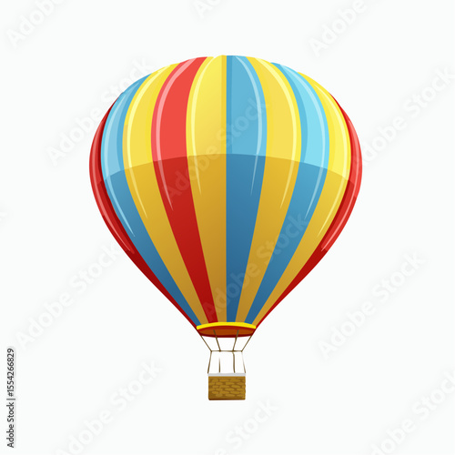  Soaring Adventure: Witness a vibrant hot air balloon, with its colorful stripes, ready to take flight into the open sky, symbolizing freedom, adventure, and the thrill of exploration. 