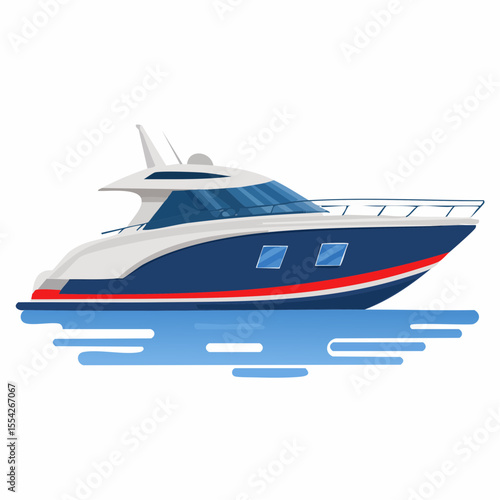 Luxury Yacht: A sleek, photorealistic luxury yacht glides gracefully across tranquil waters, its elegant design and vibrant colors capturing the essence of opulence and leisure.
