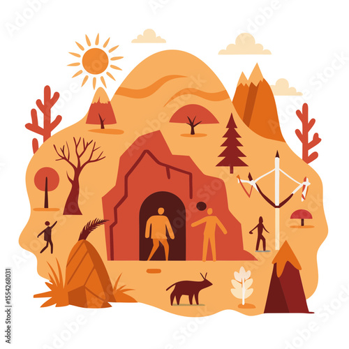 Journey through time with cave dwellers nature and modern elements
