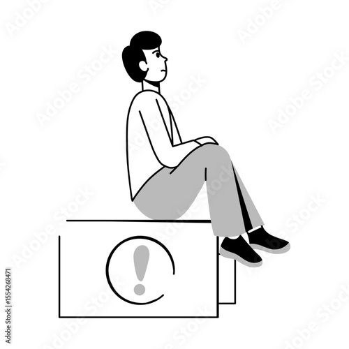  A doodle style illustration of tired a person 
