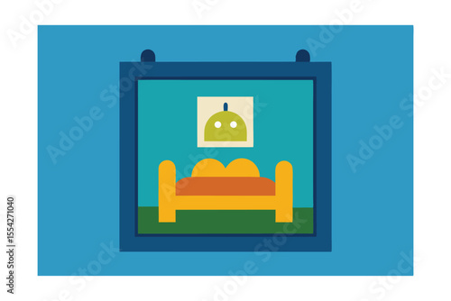 Cartoon Wall Art Painting Above Bed in Cozy Room