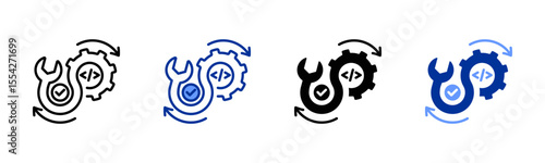 Devops icon sheet multiple style collection