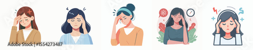 vector image woman with a headache flat design white bakcground