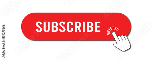 Subscribe Button Hand Click Icon Red in Vector Style