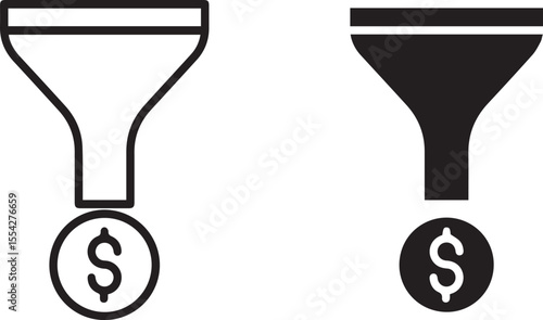 currency symbol, vector graphic, simple, clean design funnel,dollar symbol,minimalist,blue and white,vector illustration  abstract money