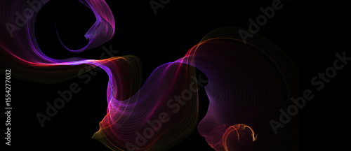 Abstract glowing lines on black background.