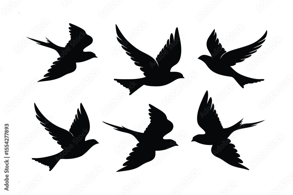 Fototapeta premium Flying Birds Silhouettes Collection